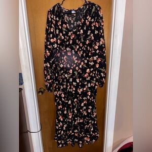 Old Navy Black Floral Long Sleeve Dress- spot in camera not on dress